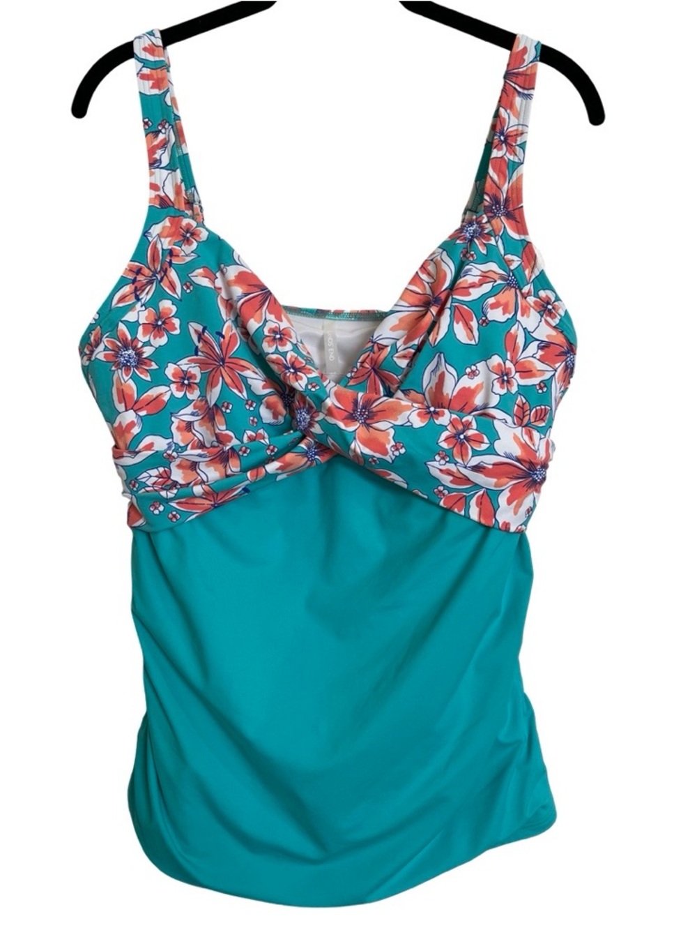 Womens Ladies Lands End Capri Aqua Orchid Floral Swim Tankini SZ 14